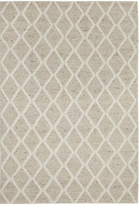 Joshaqan natural hand loomed wool polyester flatwoven rug in a modern room
