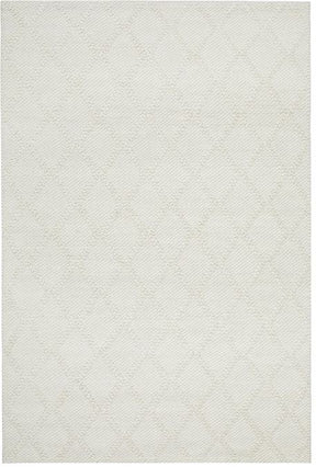 Modern Flatwoven Wool Blend Rug, White 280x190cm