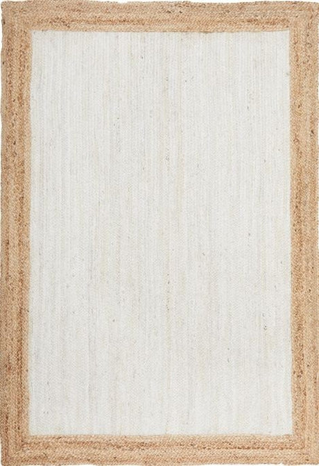 Noosa 333 White Hand-Braided Jute Area Rug — 8mm Coastal Plain Textured — Allure Home Collections