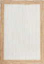 Noosa 333 White Hand-Braided Jute Area Rug — 8mm Coastal Plain Textured — Allure Home Collections