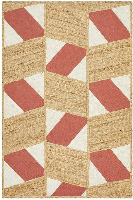 Parade 111 Coral Hand-Loomed Flatwoven Rug — 65% Jute, 35% Cotton, Modern — Allure Home Collections