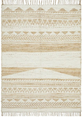 Saveh white hand loomed jute cotton flatwoven rug in a bright modern living room