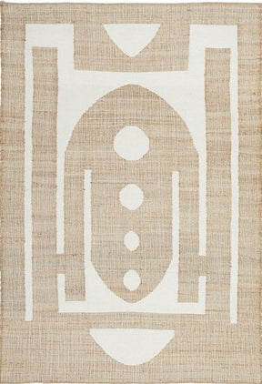 Merv Zelda natural jute wool cotton flatwoven area rug in a coastal living room
