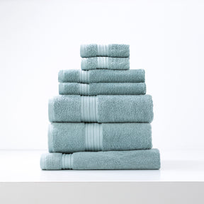 Faro 650 GSM low twist cotton 7 piece bath sheet towel set with bath mat