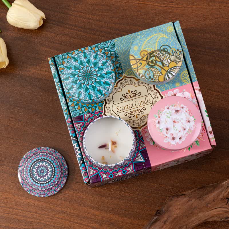4-Pack Soy Wax Aromatherapy Candle Gift Set — Lavender, Jasmine, Freesia and Gardenia — Allure Home Collections