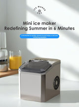 Bullet shaped ice cubes produced by the countertop ice machine