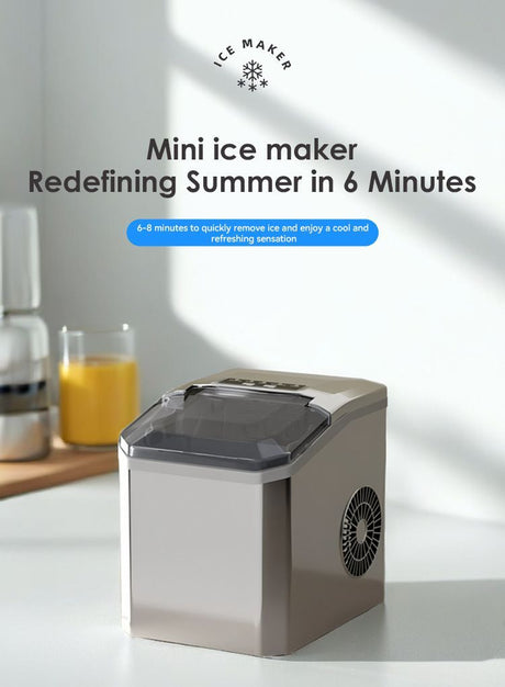 Bullet shaped ice cubes produced by the countertop ice machine