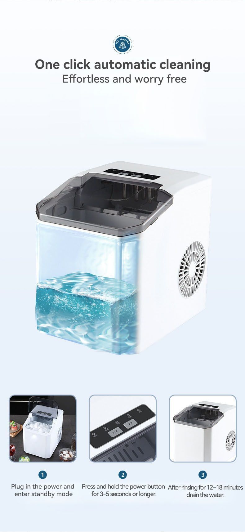 Compact ice maker shown beside drinking glasses for scale