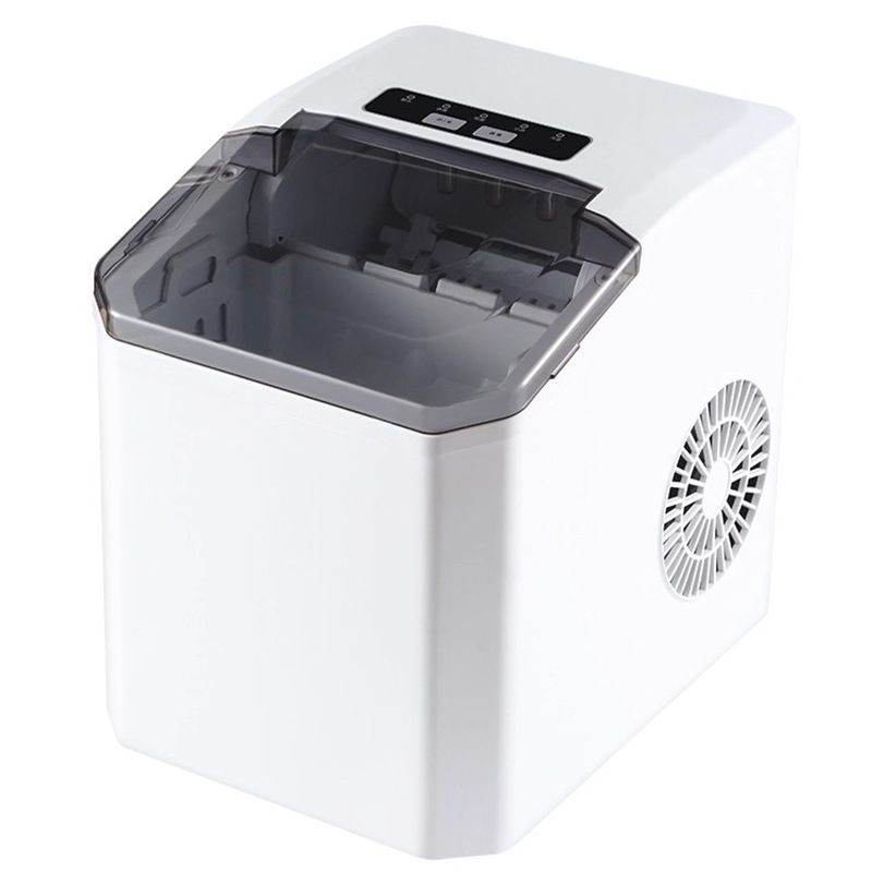 Portable bullet ice maker in white on a kitchen benchtop