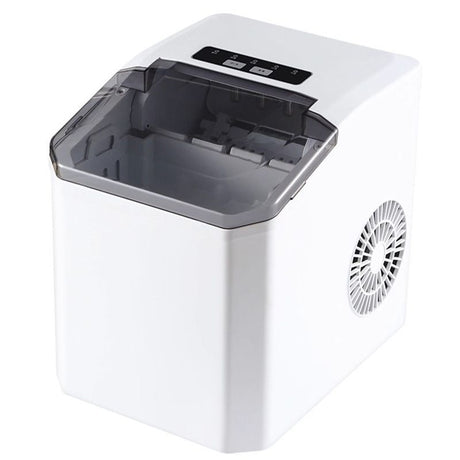 Portable bullet ice maker in white on a kitchen benchtop