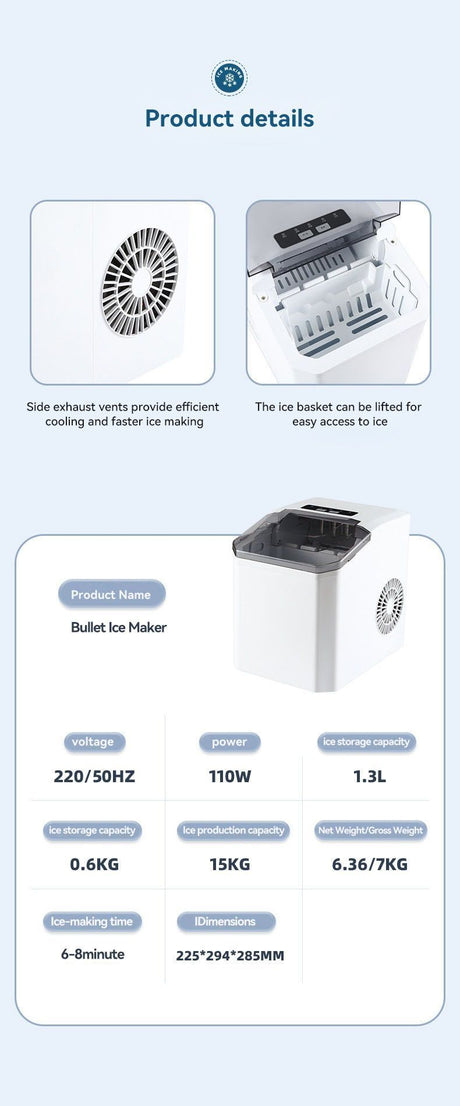 Push button control panel on the white portable ice maker