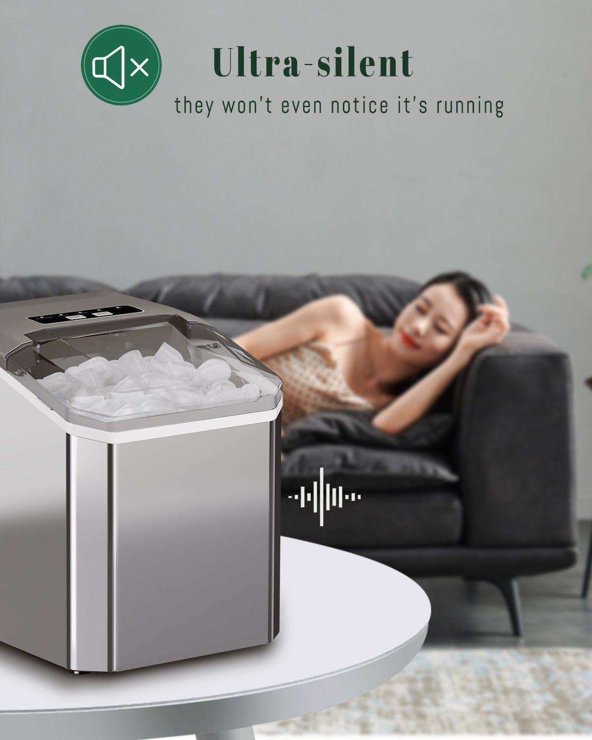 White ice maker used at home for chilled drinks