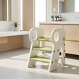 White kids bathroom step stool for reaching the sink