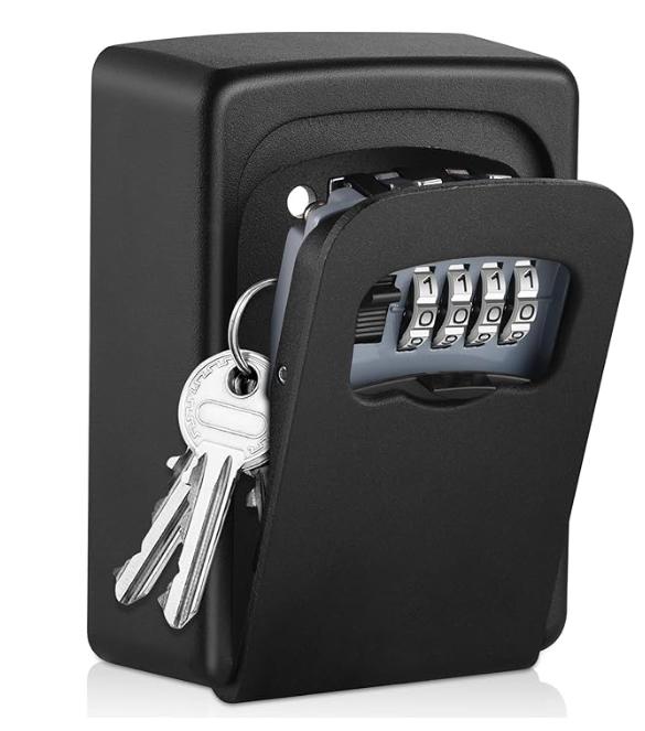Croix black combination key lock box mounted on a wall
