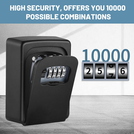 Croix Combination Key Lock Box, Wall Mounted, Black