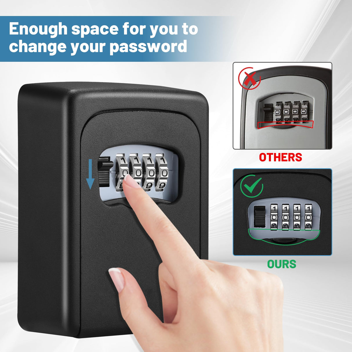 Croix Combination Key Lock Box, Wall Mounted, Black