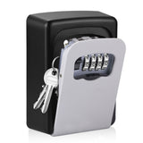 Mosses silver combination key lock box mounted on a wall