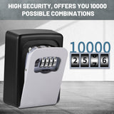 Mosses Combination Key Lock Box, Wall Mounted, Silver