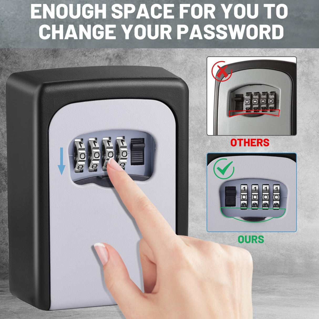 Mosses Combination Key Lock Box, Wall Mounted, Silver