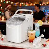 Rear of the portable ice maker showing ventilation and water outlet