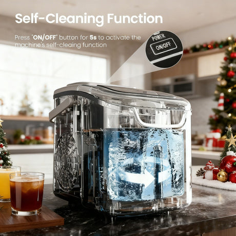 One touch control button on the grey portable ice maker