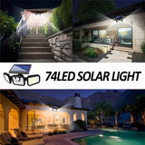 74 LED Solar Motion Sensor Outdoor Wall Light 3 Brightness Modes Wide Angle — Allure Home Collections