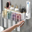 Santa Teresa four in one wall mounted toothbrush holder in white with toothpaste dispenser