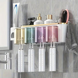 Santa Teresa Toothbrush Holder, 4 in 1 Wall Mounted, Toothpaste Dispenser, White