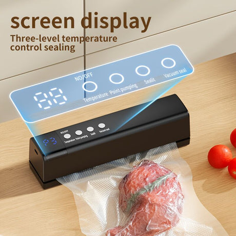 USB Type C charging port on the side of the white portable vacuum sealer