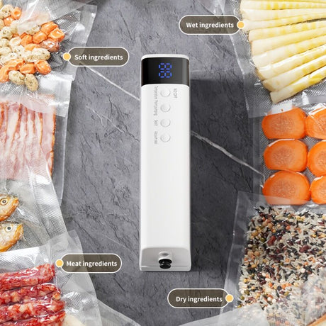 Vacuum sealer showing the three level temperature controlled sealing settings