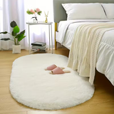 Oval polyester floor rug ash grey 80x160cm