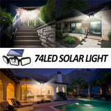 Vieste Solar Motion Sensor Wall Light, 74 LED, 3 Modes