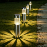 Stainless steel solar pathway light warm white silver 4 pack