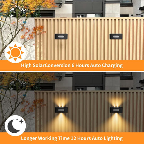 Solar Up Down Wall Light White 2 Pack