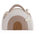 Cotton rope diaper caddy in earthy rainbow design