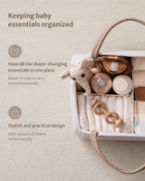 Cotton rope diaper caddy in earthy rainbow design