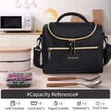 Tanja Insulated Lunch Bag, Adjustable Strap Cooler Tote, 8L, Black