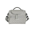 Grey insulated lunch bag with adjustable shoulder strap