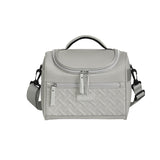 Grey insulated lunch bag with adjustable shoulder strap
