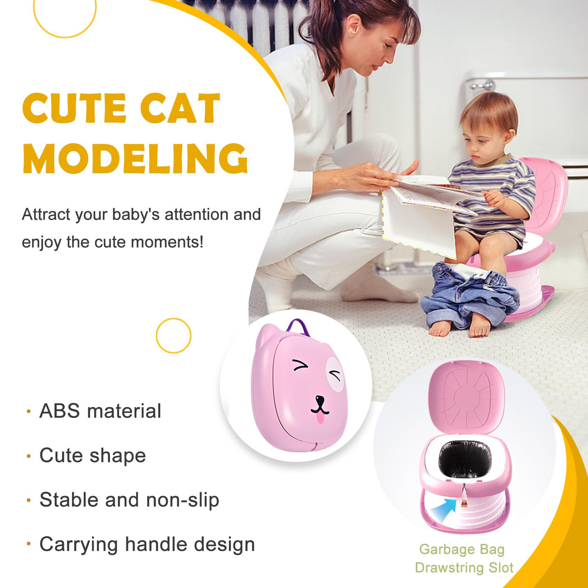 Folding Travel Potty for Toddlers, Pink - view 3