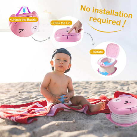 Folding Travel Potty for Toddlers, Pink - view 6