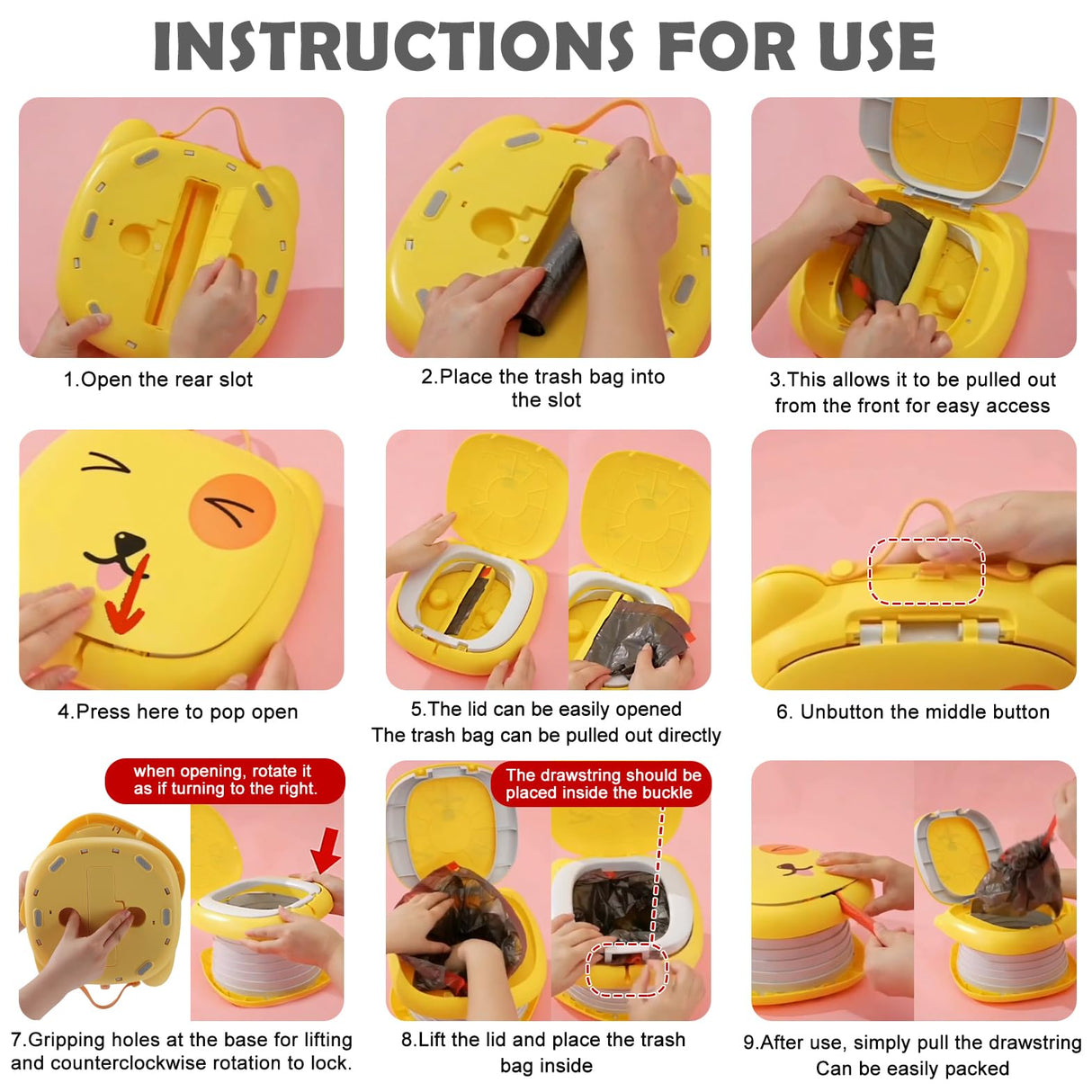 Folding Travel Potty for Toddlers, Yellow - view 2