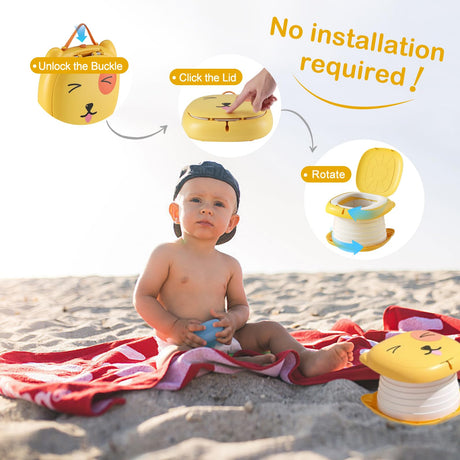 Folding Travel Potty for Toddlers, Yellow - view 4