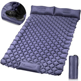 Moraine Camping Mattress, Double, Built In Pillow and Foot Pump, Dark Blue