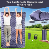 Moraine Camping Mattress, Double, Built In Pillow and Foot Pump, Dark Blue
