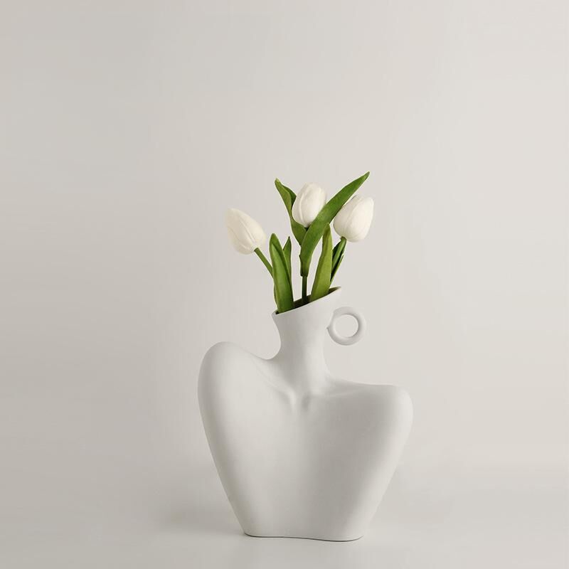 Foligno Human Form Vase Set, Black and White, 2pcs