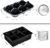 Zufre Silicone Ice Mould Set, Sphere and Square, 2pcs, Black