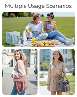 Cuttagee Insulated Lunch Bag, Double Layer Quilted Cooler Tote, 11.8L, Pink