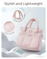 Cuttagee Insulated Lunch Bag, Double Layer Quilted Cooler Tote, 11.8L, Beige