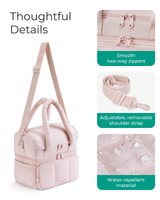 Cuttagee Insulated Lunch Bag, Double Layer Quilted Cooler Tote, 11.8L, Beige